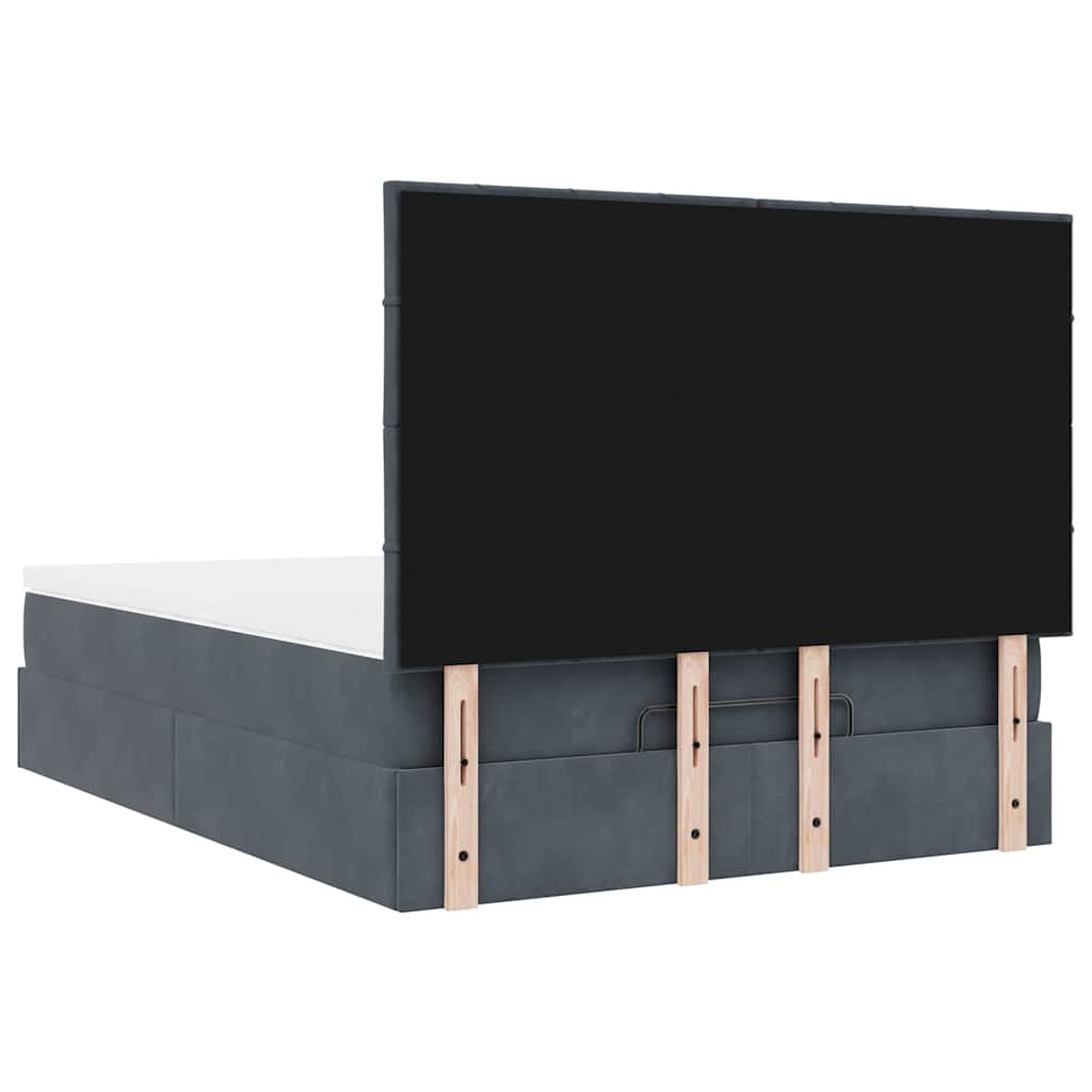 Ottoman-Bett mit Matratzen & LEDs Dunkelgrau 140x200 cm Samt