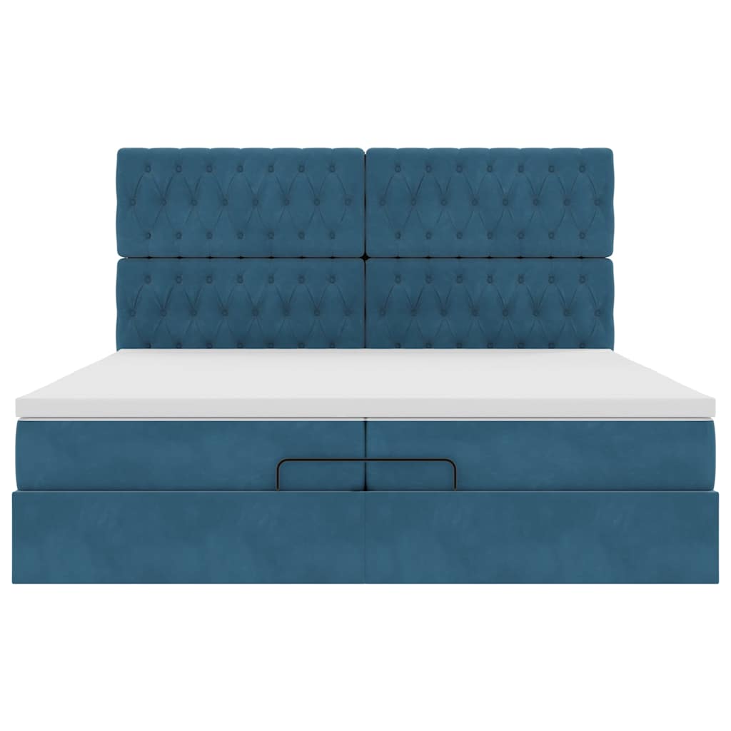 Ottoman-Bett mit Matratzen & LED Dunkelblau 200x200 cm Samt