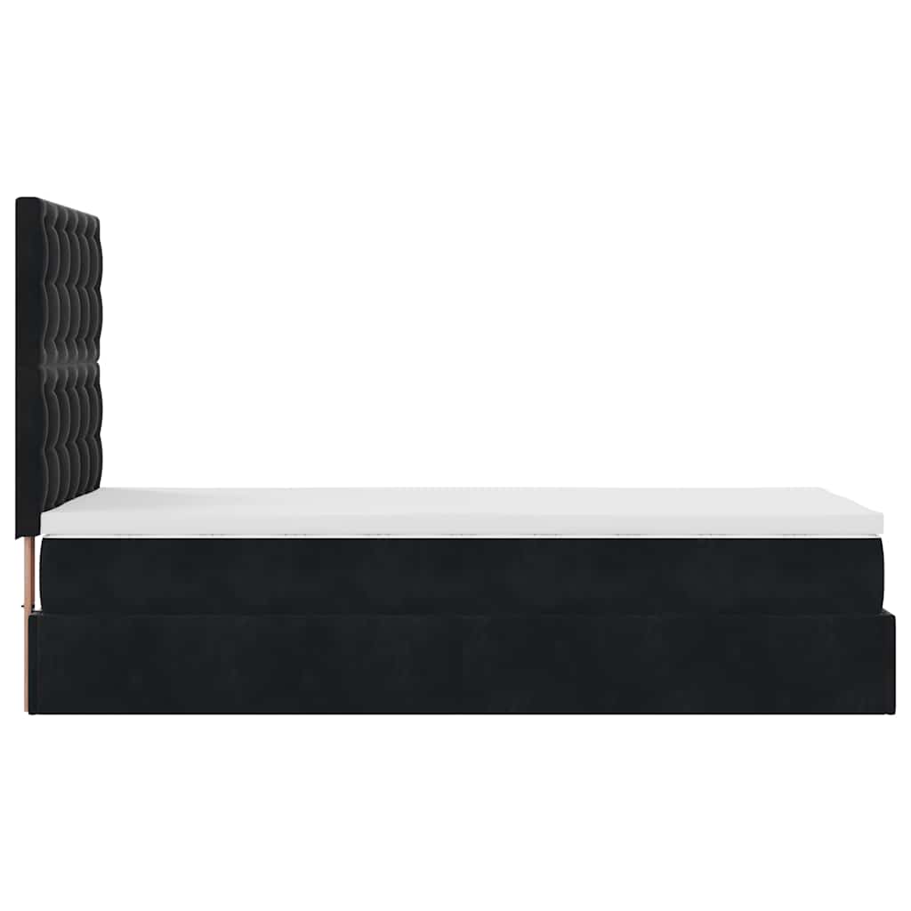 Ottoman-Bett mit Matratzen & LEDs Schwarz 100x200 cm Samt