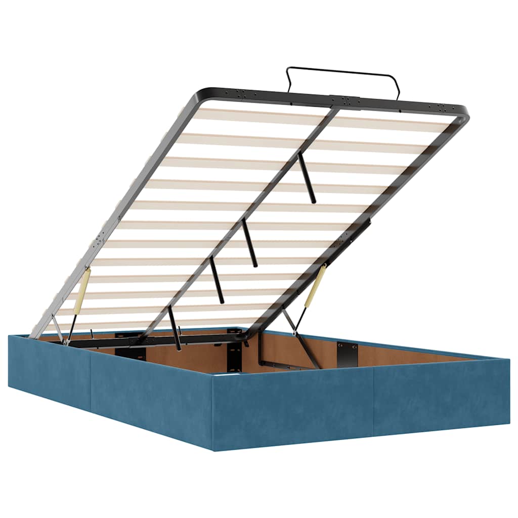 Ottoman-Bett mit Matratzen & LEDs Dunkelblau 120x190 cm Samt