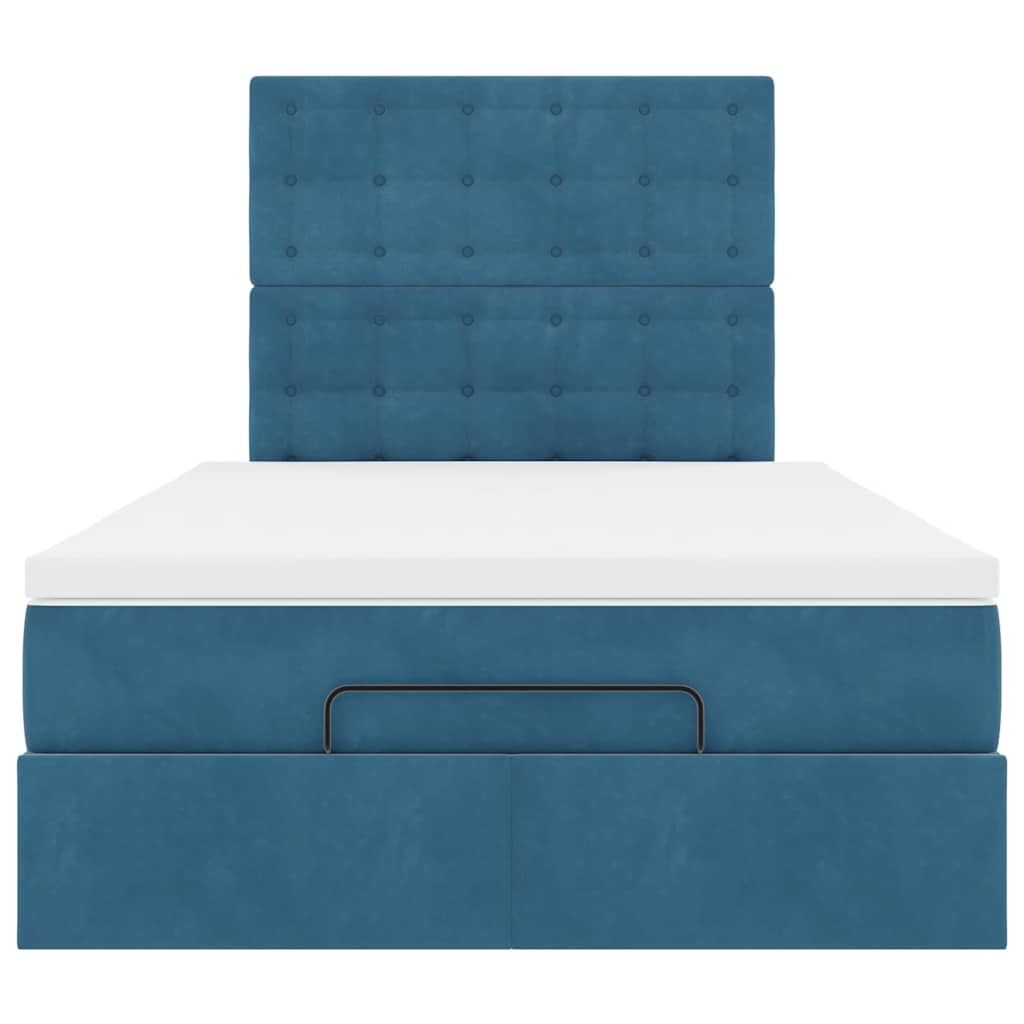 Ottoman-Bett mit Matratzen & LEDs Dunkelblau 120x200 cm Samt