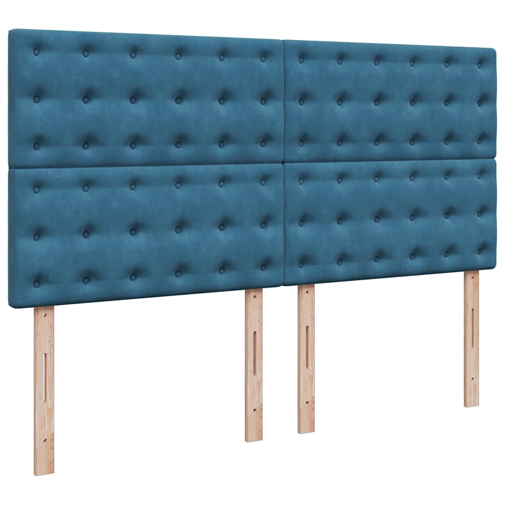 Ottoman-Bett mit Matratzen & LEDs Dunkelblau 160x200 cm Samt