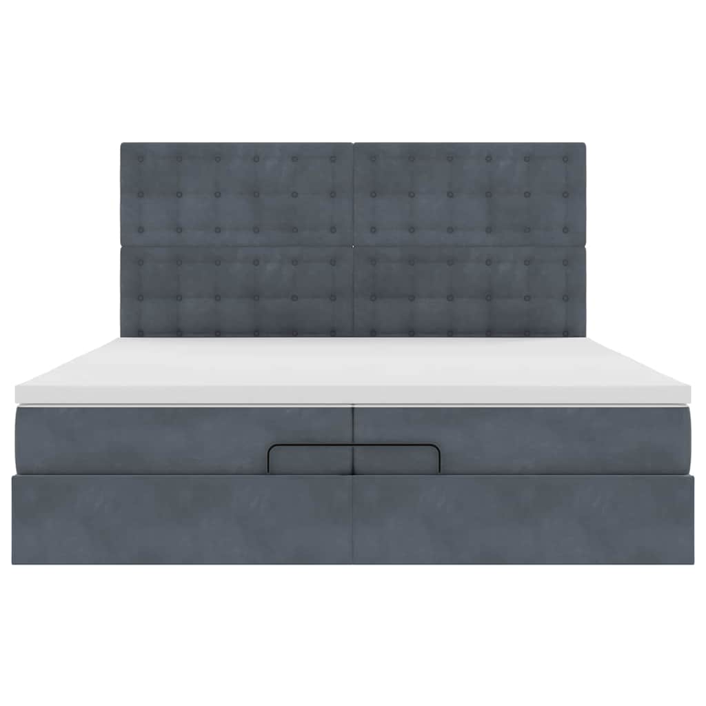 Ottoman-Bett mit Matratzen & LEDs Dunkelgrau 200x200 cm Samt