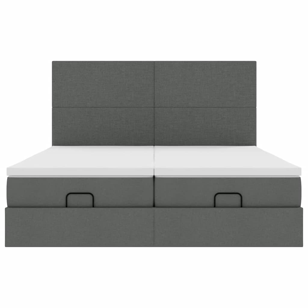 Ottoman-Bett mit Matratzen & LEDs Dunkelgrau 160x200 cm Stoff