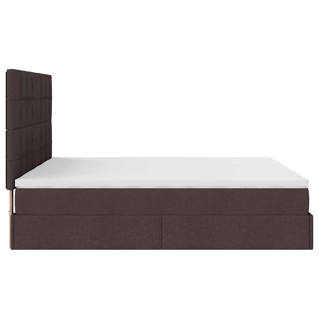Ottoman bed with mattresses & LEDs dark brown 200x200 cm fabric