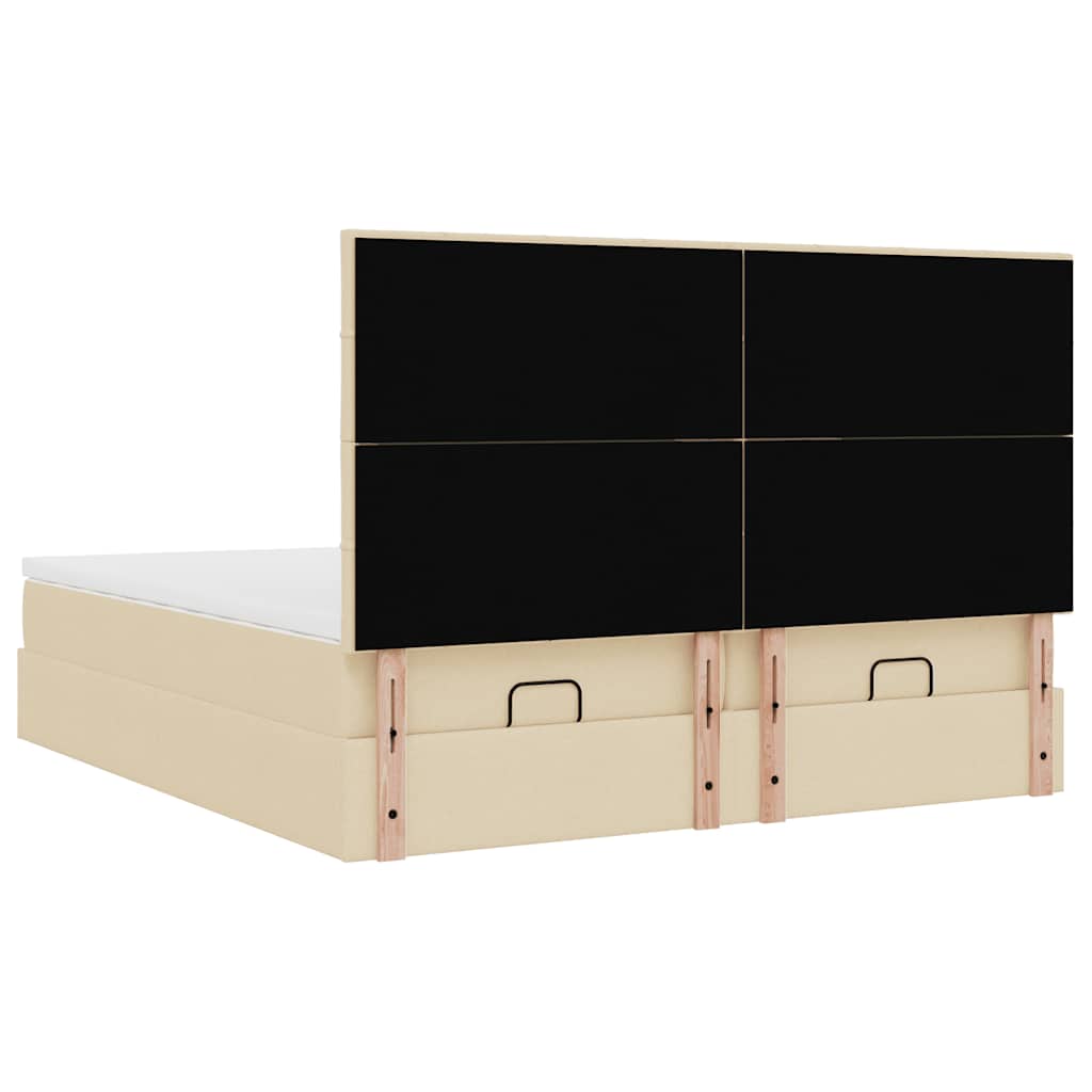 Ottoman-Bett mit Matratzen & LEDs Creme 200x200 cm Stoff
