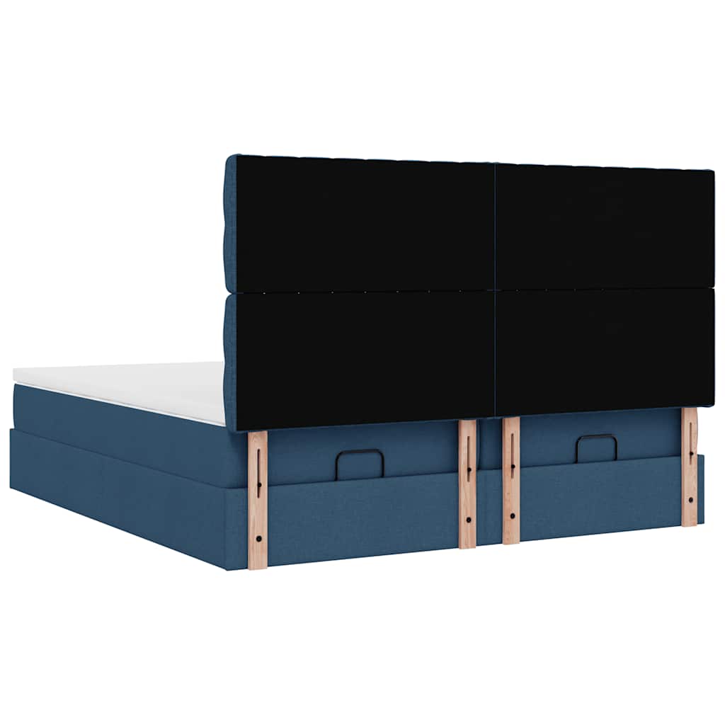 Ottoman-Bett mit Matratzen & LEDs Blau 180x200 cm Stoff