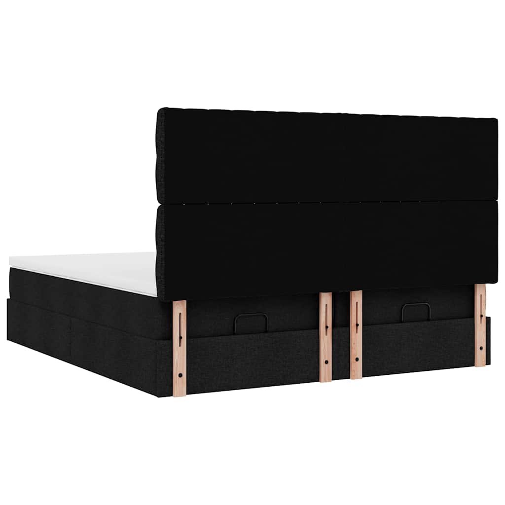 Ottoman-Bett mit Matratzen & LEDs Schwarz 200x200 cm Stoff
