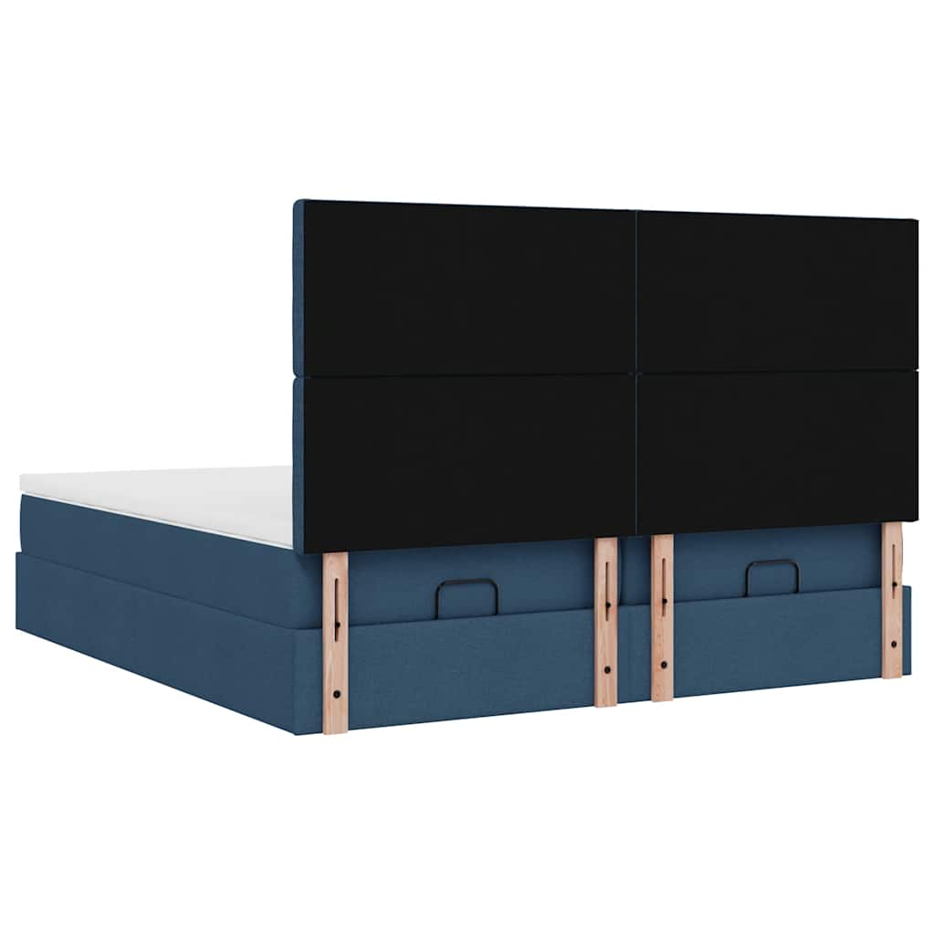 Ottoman-Bett mit Matratzen & LEDs Blau 200x200 cm Stoff