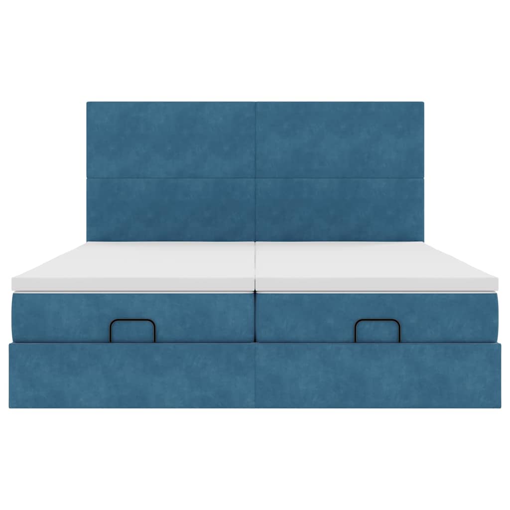 Ottoman-Bett mit Matratzen & LED Dunkelblau 200x200 cm Samt