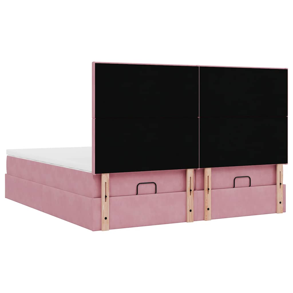 Ottoman-Bett mit Matratzen & LEDs Rosa 200x200 cm Samt