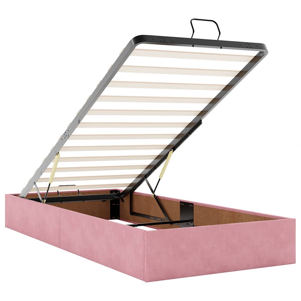 Ottoman-Bett mit Matratzen & LEDs Rosa 200x200 cm Samt