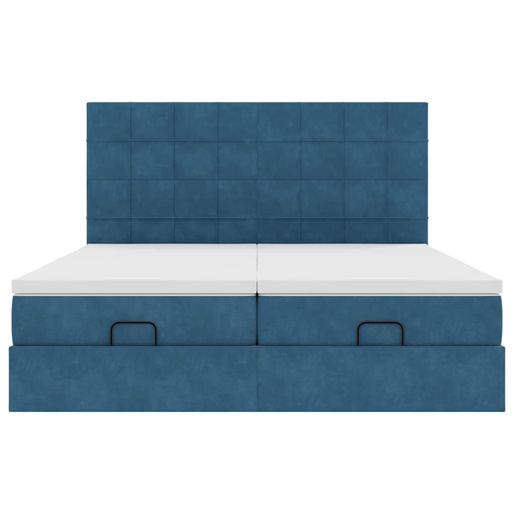 Ottoman-Bett mit Matratzen & LED Dunkelblau 200x200 cm Samt