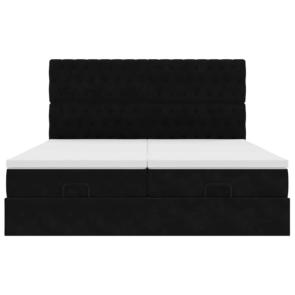 Ottoman-Bett mit Matratzen & LEDs Schwarz 160x200 cm Samt
