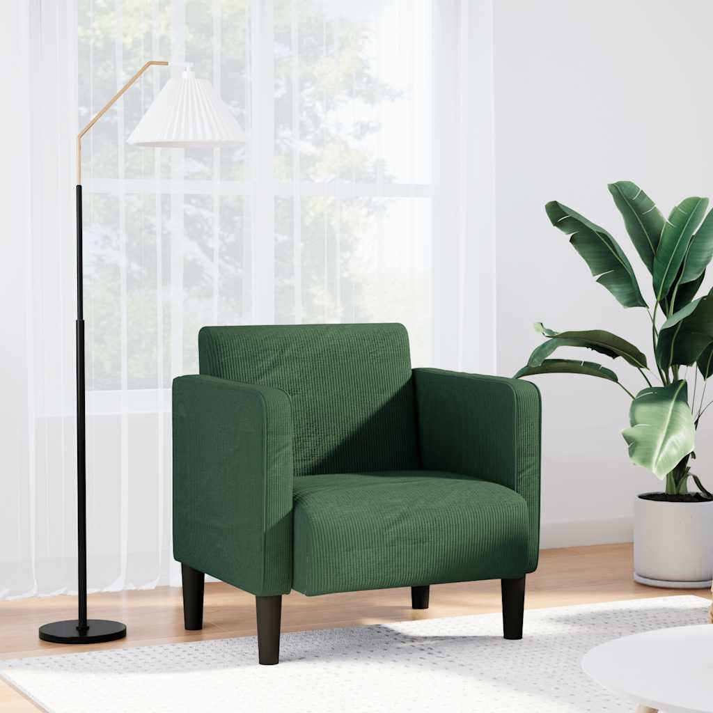 Sessel mit Armlehnen Dunkelgrün 54 cm Cordstoff