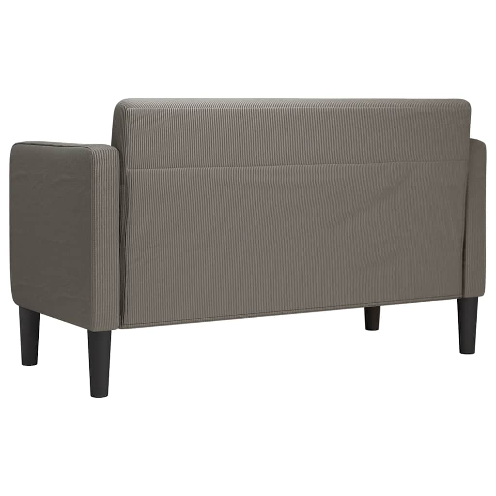 Two-seater sofa light grey 109 cm corduroy
