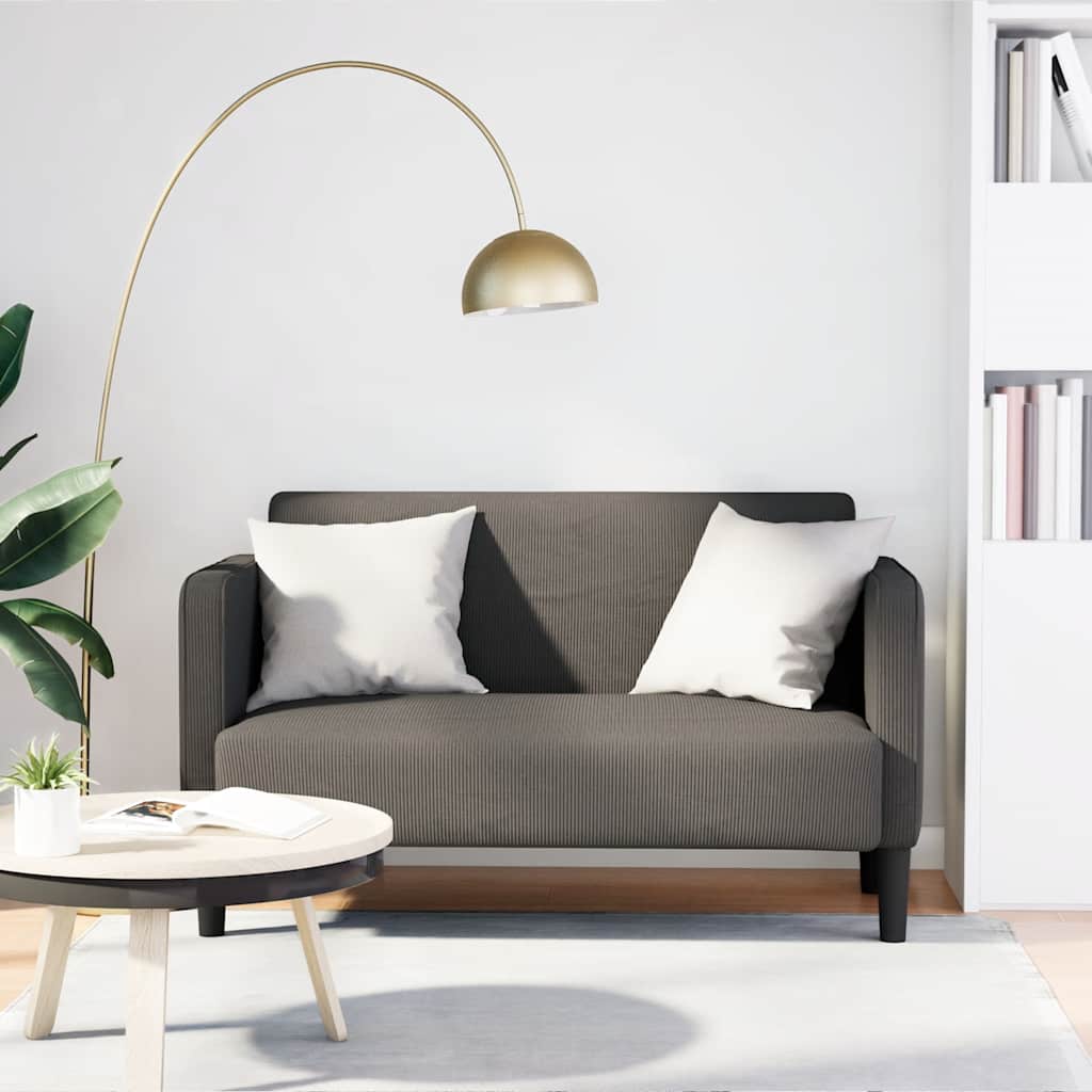 Two-seater sofa light grey 109 cm corduroy