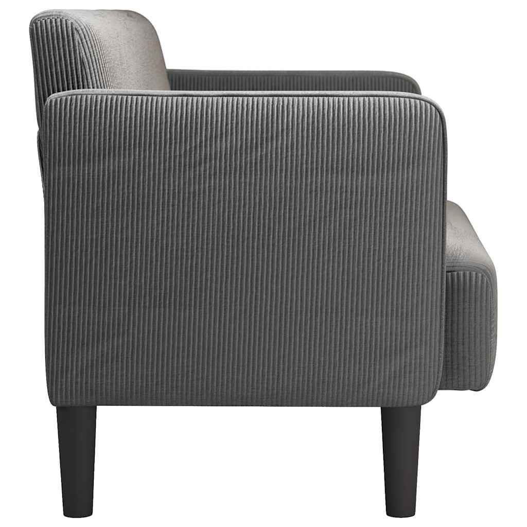 Canapé deux places gris foncé 109 cm velours côtelé