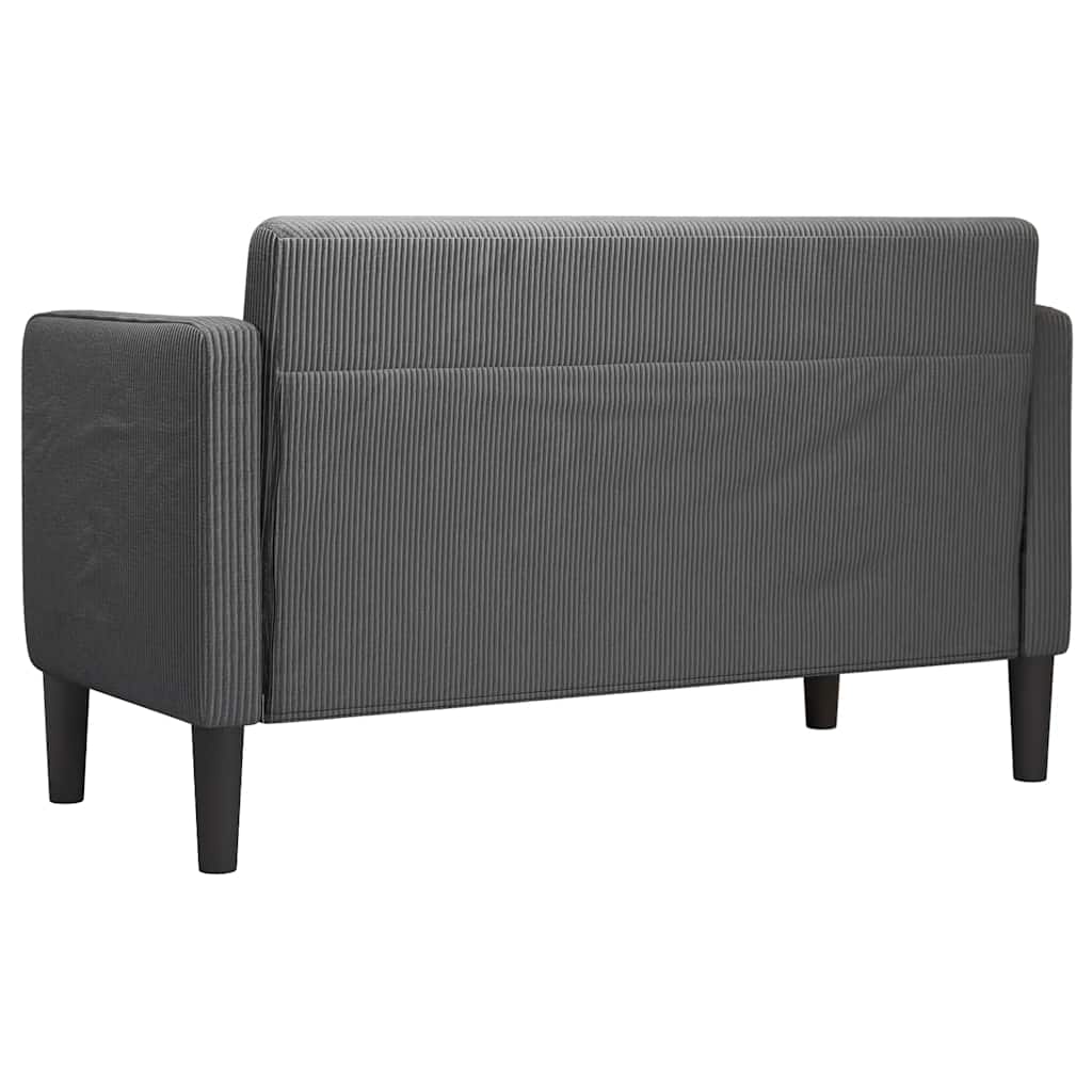 Canapé deux places gris foncé 109 cm velours côtelé