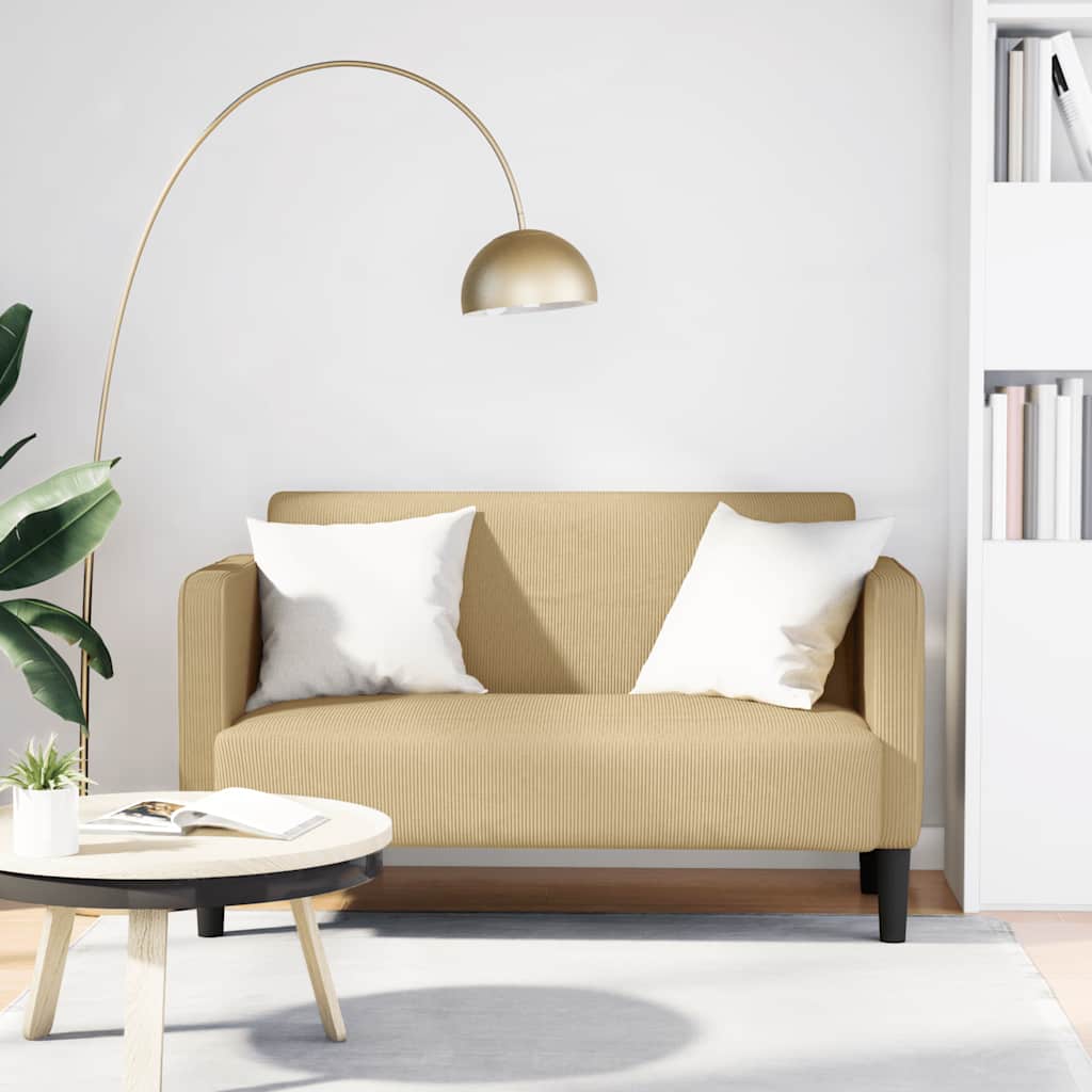 Two-seater sofa light green grey 109 cm corduroy fabric