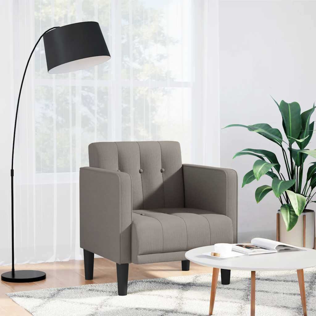 Fauteuil avec accoudoirs en tissu taupe 53 cm