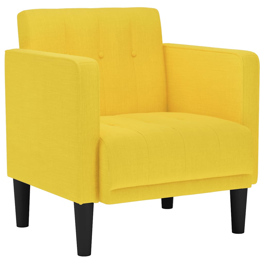 Fauteuil avec accoudoirs en tissu jaune clair 53 cm