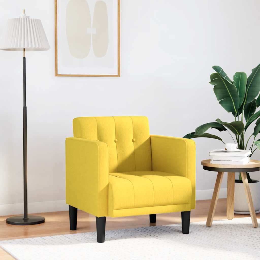 Fauteuil avec accoudoirs en tissu jaune clair 53 cm