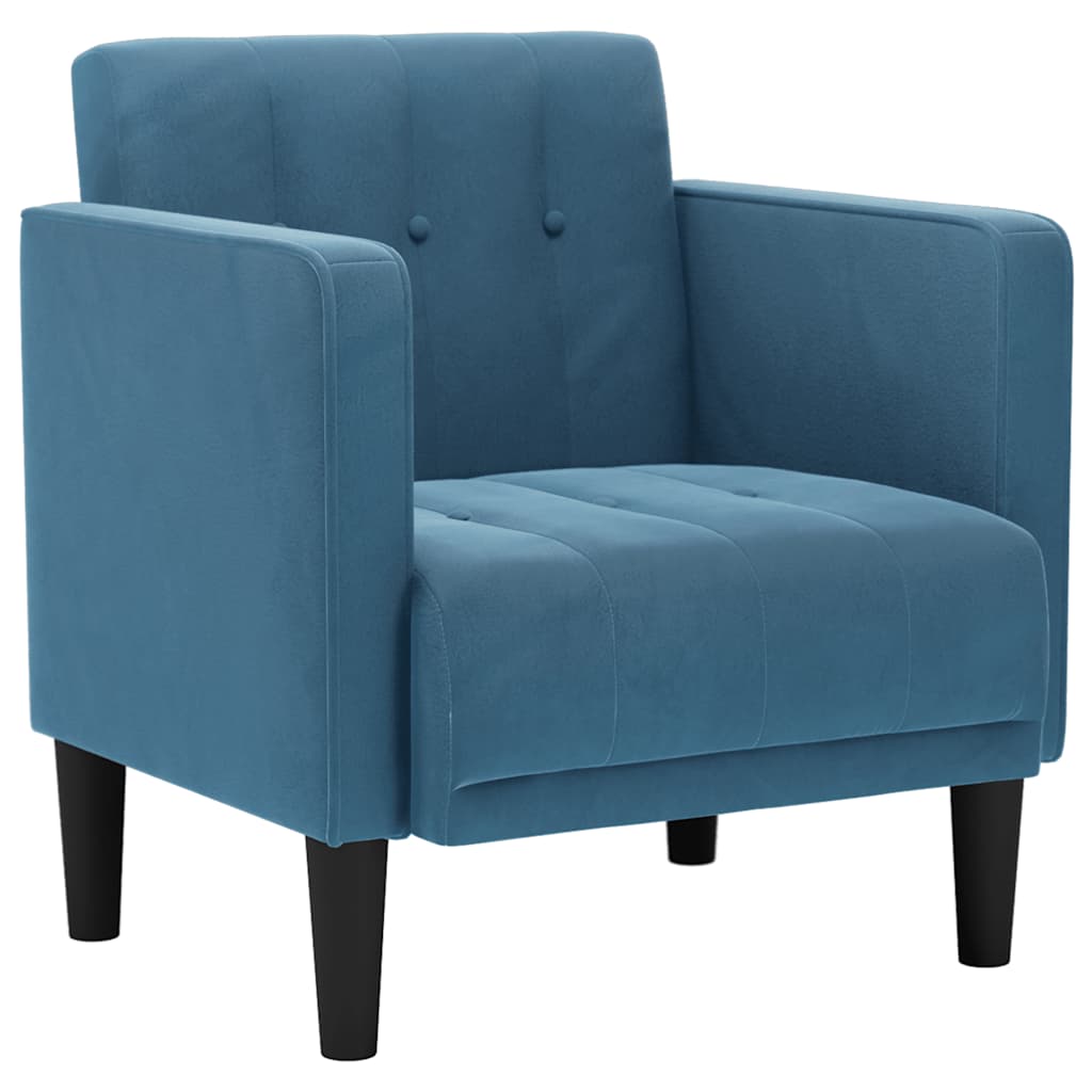 Fauteuil avec accoudoirs en velours bleu 53 cm