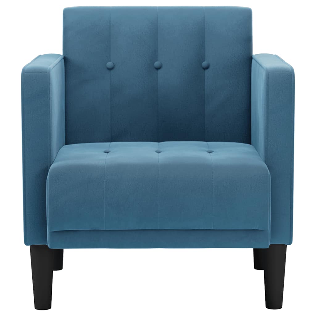 Fauteuil avec accoudoirs en velours bleu 53 cm