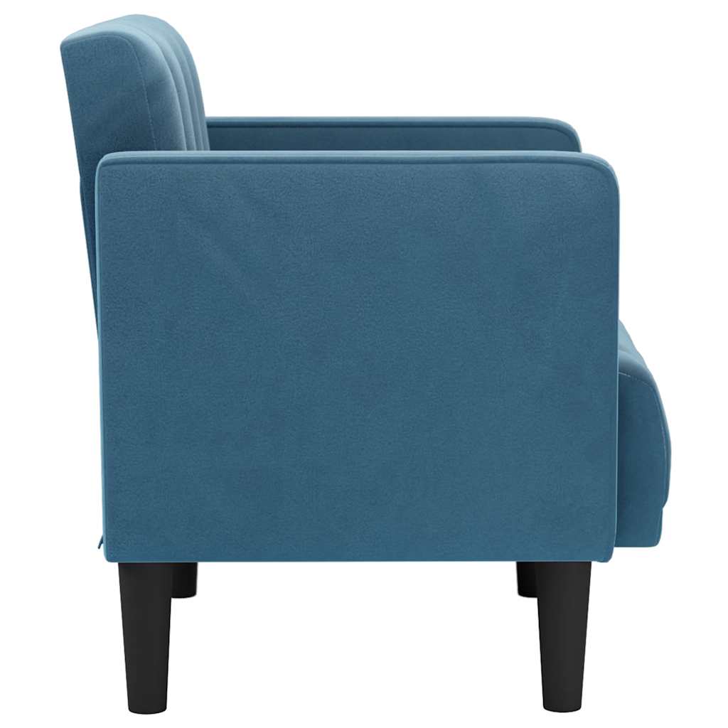 Fauteuil avec accoudoirs en velours bleu 53 cm
