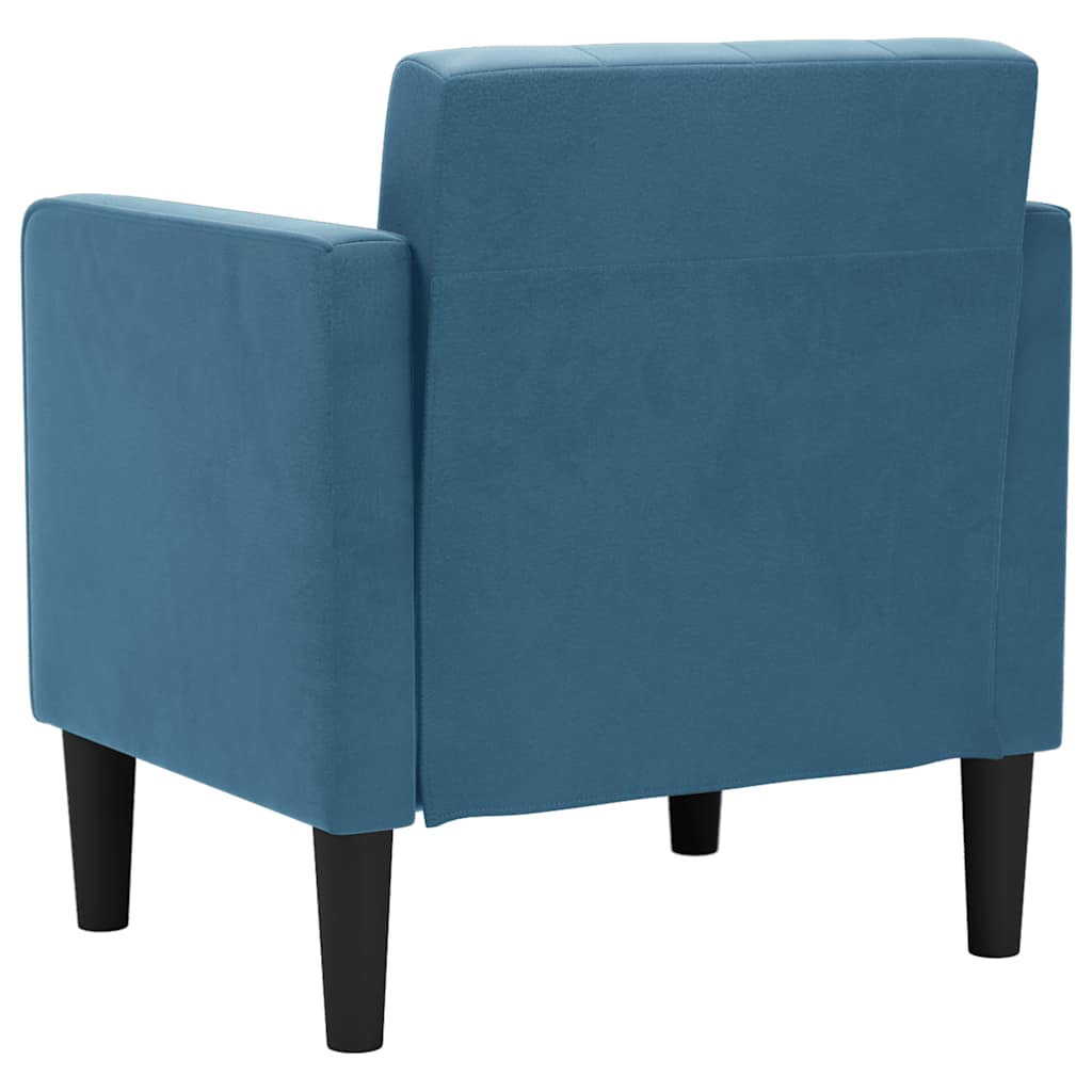 Fauteuil avec accoudoirs en velours bleu 53 cm
