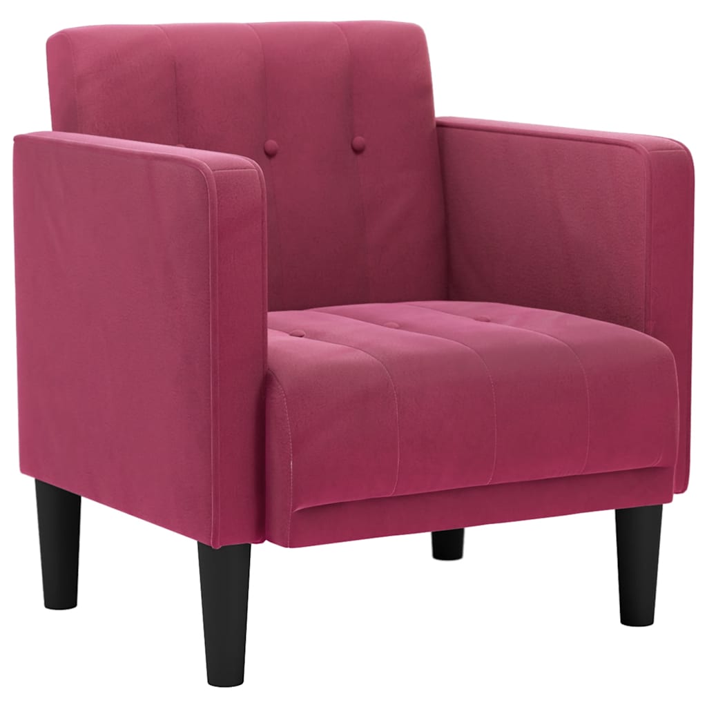 Fauteuil avec accoudoirs en velours bordeaux 53 cm