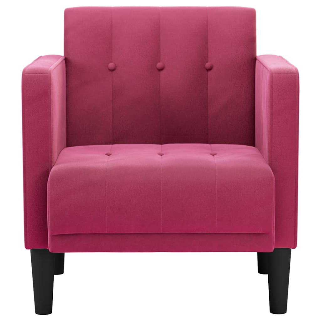 Fauteuil avec accoudoirs en velours bordeaux 53 cm
