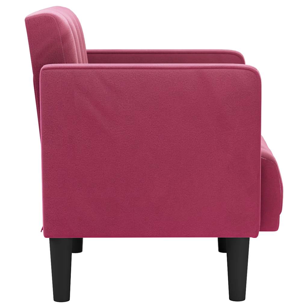 Fauteuil avec accoudoirs en velours bordeaux 53 cm