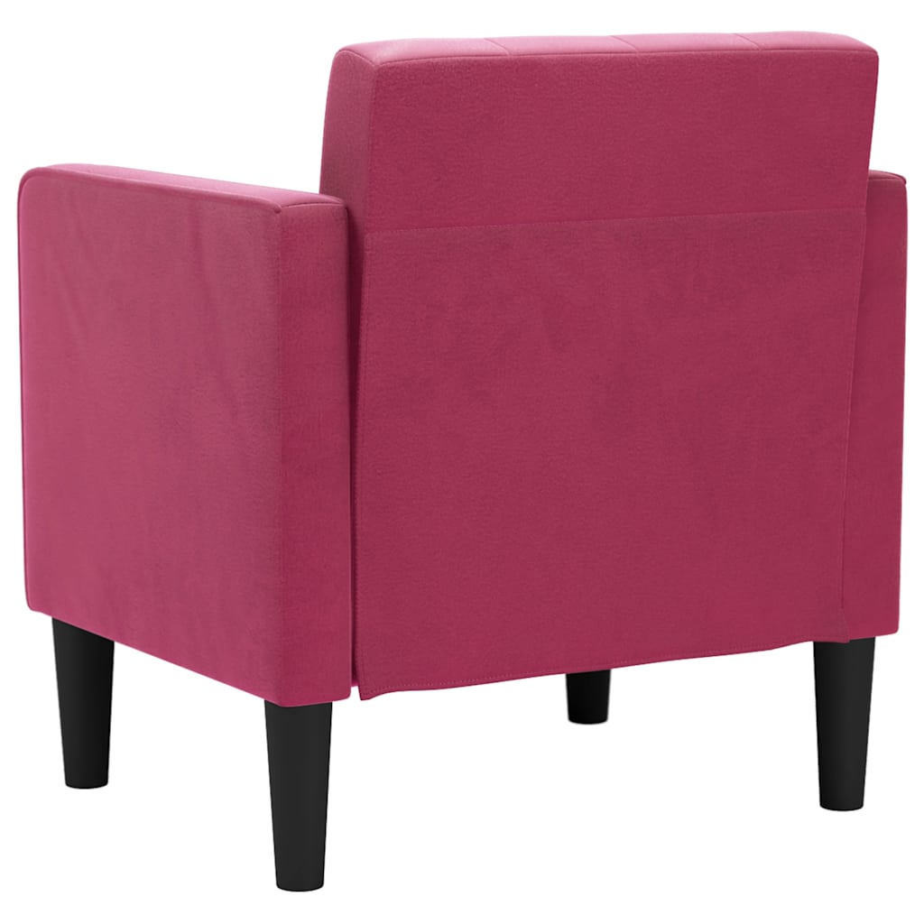 Fauteuil avec accoudoirs en velours bordeaux 53 cm