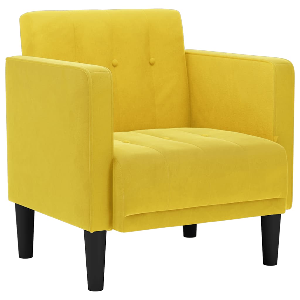 Fauteuil avec accoudoirs en velours jaune 53 cm