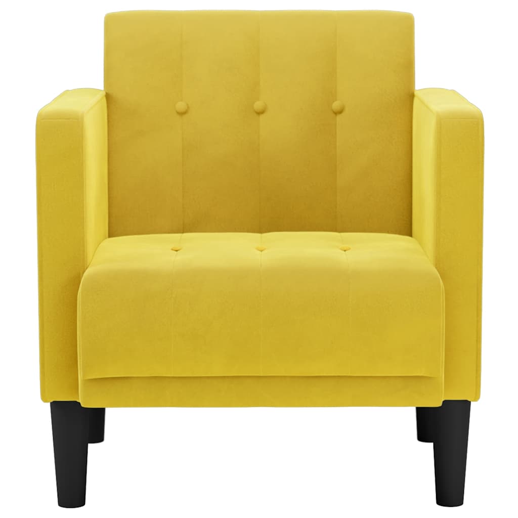Fauteuil avec accoudoirs en velours jaune 53 cm