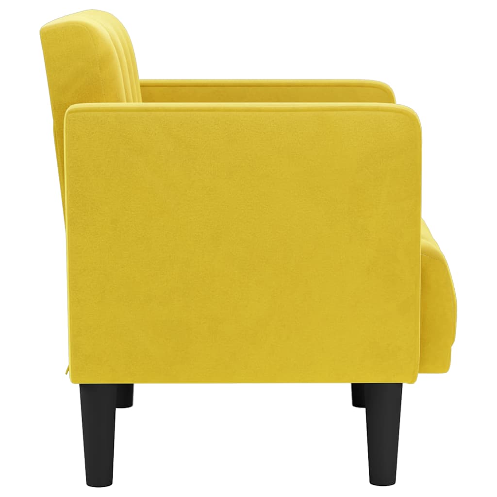 Fauteuil avec accoudoirs en velours jaune 53 cm