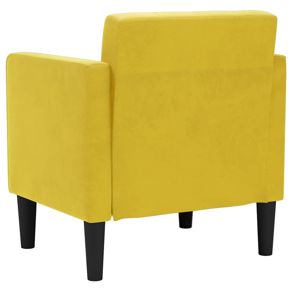 Fauteuil avec accoudoirs en velours jaune 53 cm