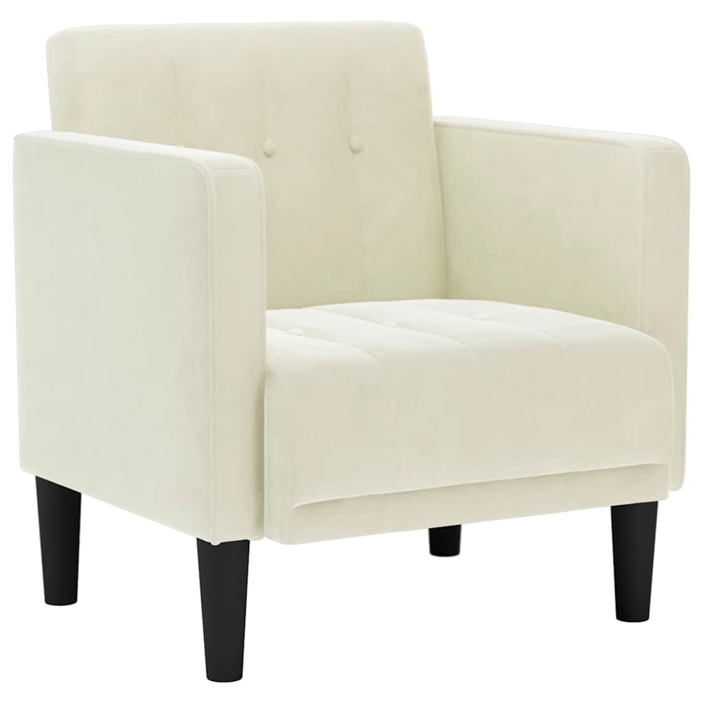Fauteuil avec accoudoirs velours crème 53 cm