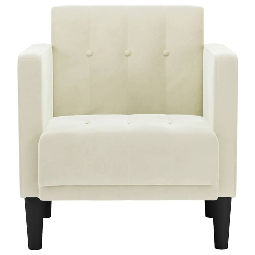 Fauteuil avec accoudoirs velours crème 53 cm