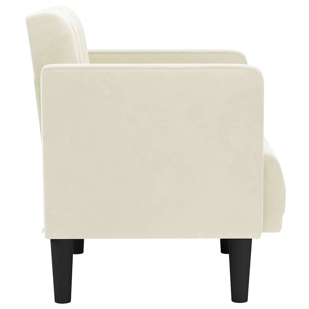 Fauteuil avec accoudoirs velours crème 53 cm