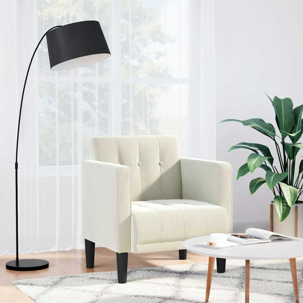 Fauteuil avec accoudoirs velours crème 53 cm