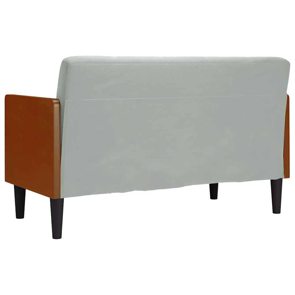 Canapé deux places avec traversins, velours gris clair 110 cm