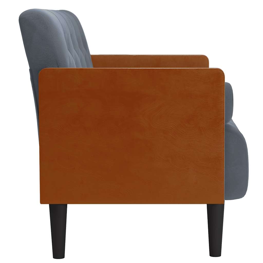 Canapé deux places avec coussins de nuque, gris foncé, velours 110 cm