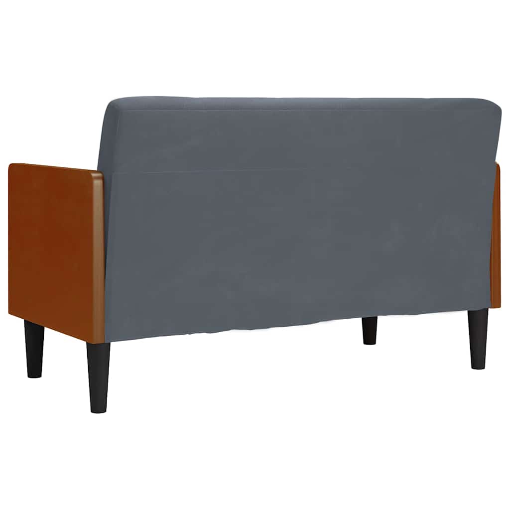 Canapé deux places avec coussins de nuque, gris foncé, velours 110 cm