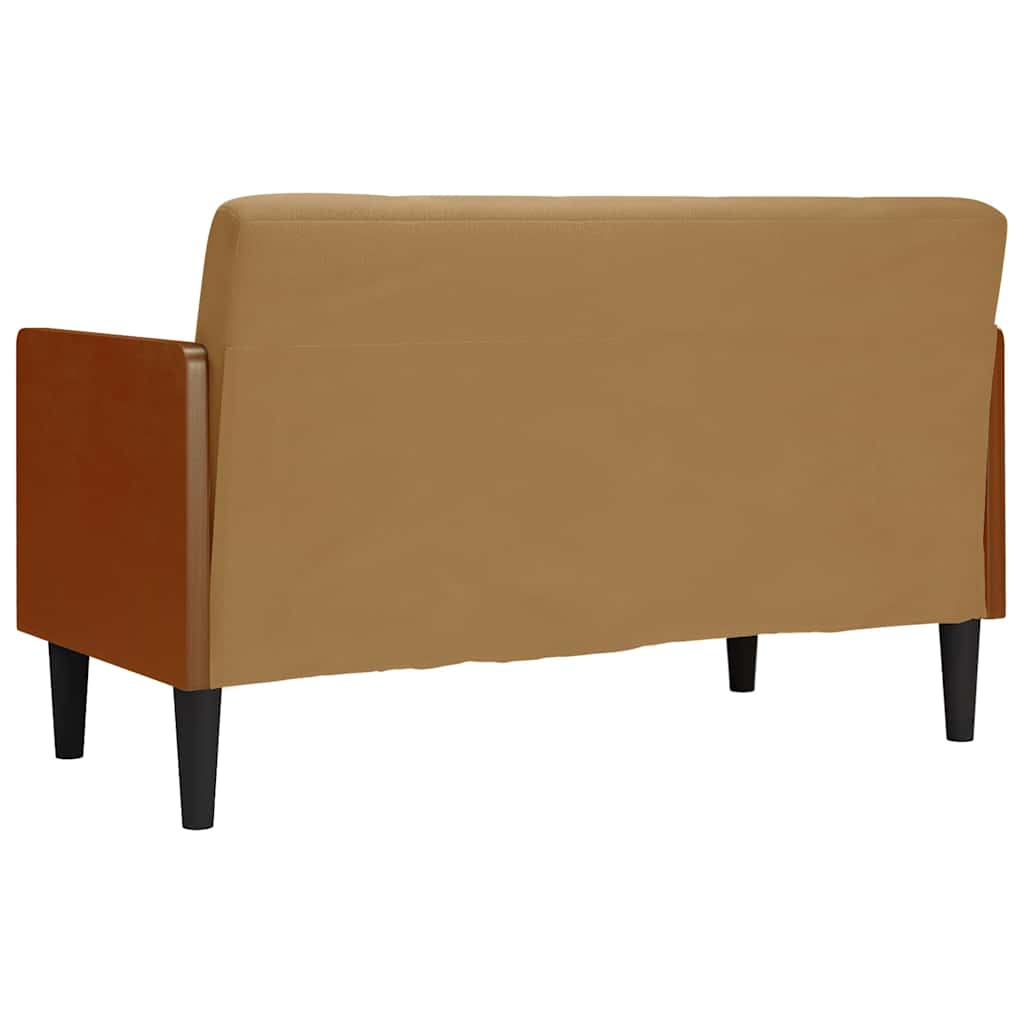 Canapé deux places avec traversins, marron, velours 110 cm