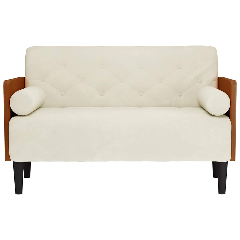 Canapé deux places avec traversins crème 110 cm velours