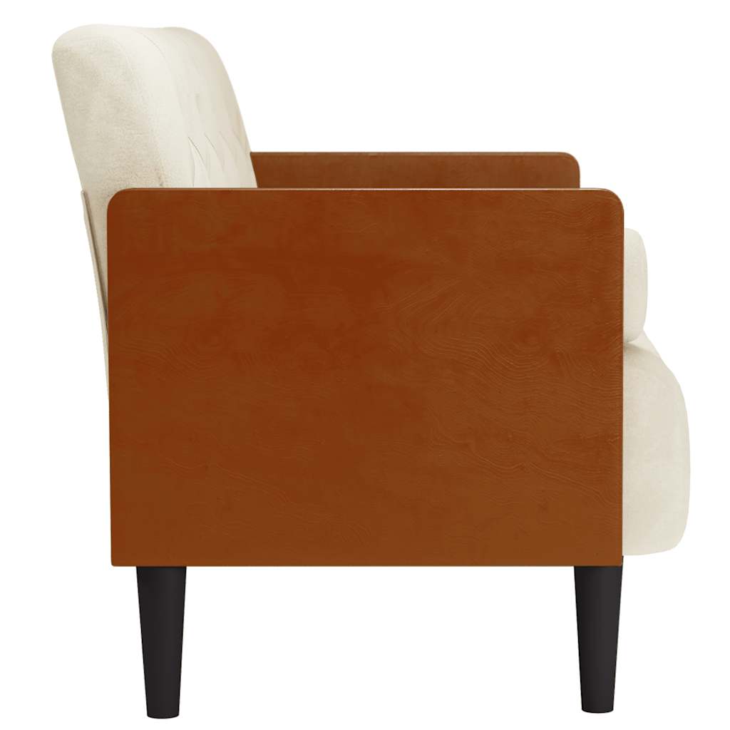 Canapé deux places avec traversins crème 110 cm velours