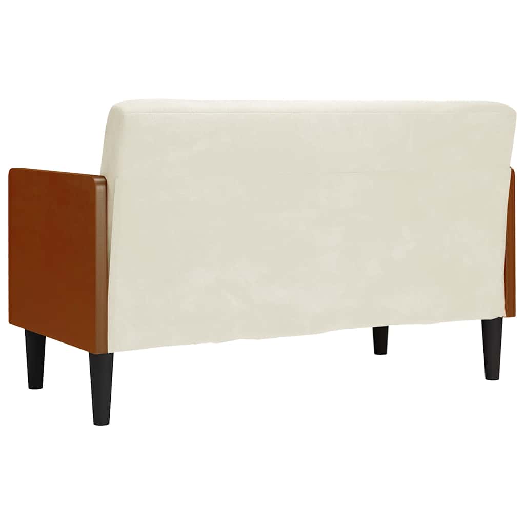 Canapé deux places avec traversins crème 110 cm velours